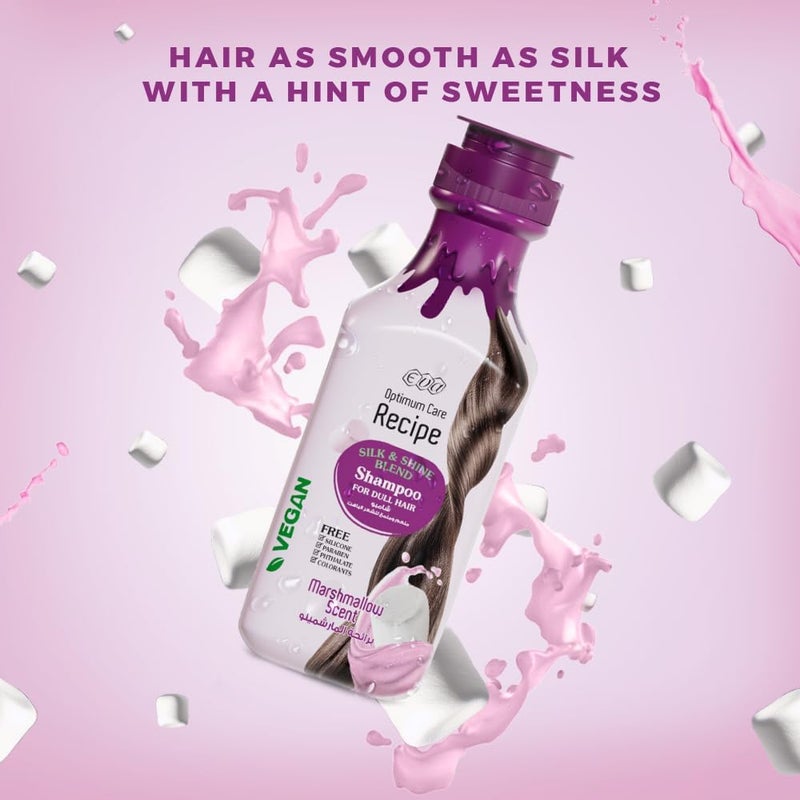 Eva Optimum Care Recipe Silk & Shine Blend Shampoo with Marshmallow for Dull Hair, 350 ml - Image 4